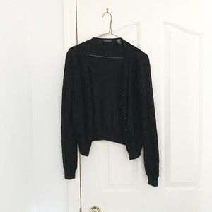Vintage Moda International Black Lace Button Up Cardigan